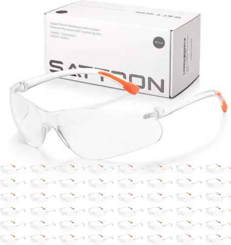 Vista 9 de Gafas de seguridad teñidas paquete de 48, lentes de humo oscuro con protección UV, gafas de sol de seguridad para hombres y mujeres, protección