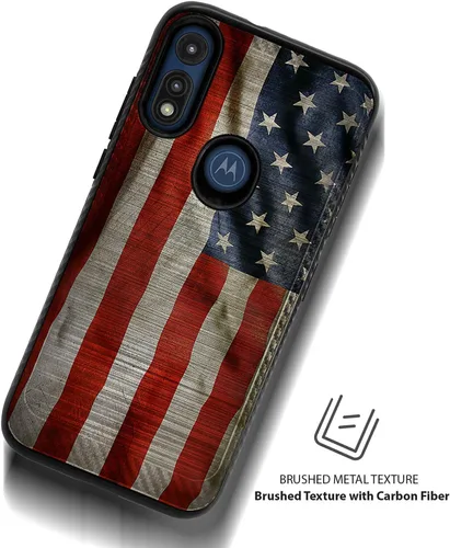 Vista 3 de CasesOnDeck Funda delgada compatible con Motorola Moto E (2020) / Moto E [Armadura cepillada] Negro de doble capa delgada cubierta de agarre