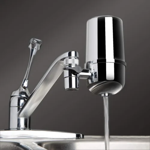 Vista 2 de iSpring Filtro de agua para grifo DF1-CHR, sistema de filtración de agua de bloque de carbono, filtro de agua del grifo, reduce el cloro, metales