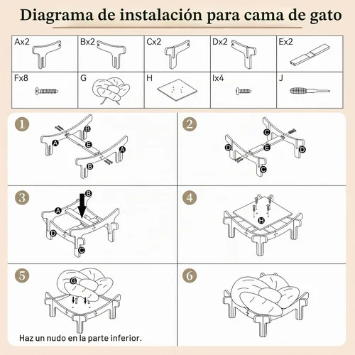 Vista 3 de Cama elevada de madera para gatos con cojín extraíble esponjoso, moderno sofá para gatos en forma de pétalos, sofá para gatos de interior, perros