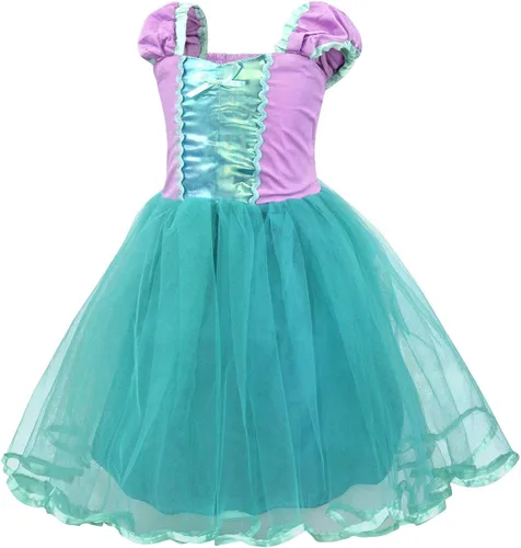 Vista 5 de HenzWorld Disfraz de princesa para niña con tutú de sirena, fiesta de cumpleaños, cosplay