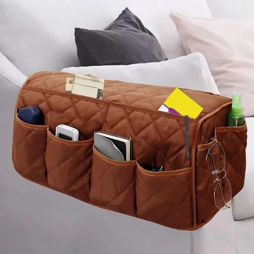 Vista 12 de MEHIDFY Organizador de sillón, organizador de reposabrazos de sofá impermeable, organizador de sillón reclinable antideslizante, soporte para mando