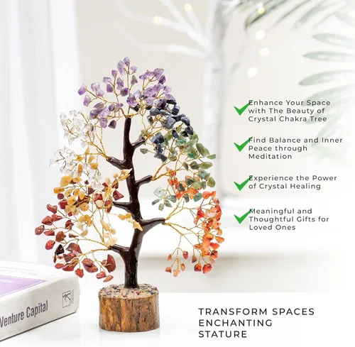 Vista 8 de FASHIONZAADI Árbol de cristal curativo de 7 chakras, árbol de la vida de cristal para decoración del hogar, decoración de escritorio de oficina