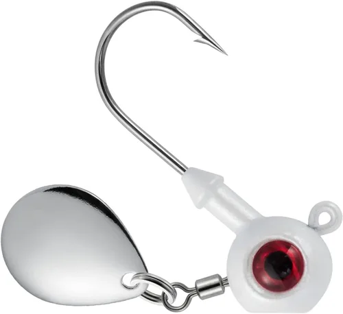 Vista 11 de Dr.Fish 10 Pack Cabezas de Jig Underspin Señuelos de Natación de Agua Dulce Bola Jig Anzuelos de Pesca de Lubina y Lucioperca Hoja de Colorado