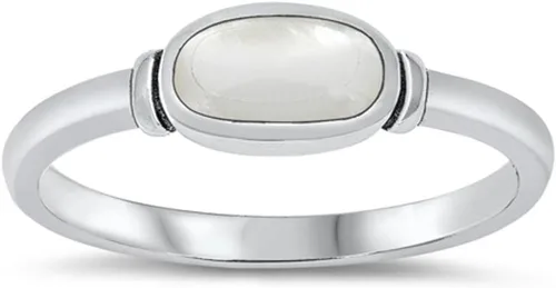 Vista 5 de Elige tu color Anillo ovalado de plata de ley Negro (ónix simulado)