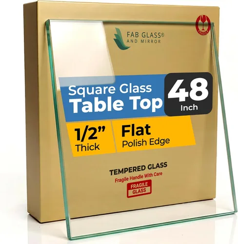 Vista 41 de Mesa de vidrio templado transparente de 12 pulgadas, borde biselado cuadrado con 1/2 pulgada de grosor para comedor, café o mesas auxiliares por Fab