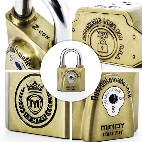 Vista 5 de Mindy Candado con llave resistente al agua de 2.362 in con 4 llaves Hardened Steel Shackle Rust and Corrosion Resistant Pick and Pry Protection