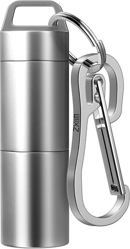 Vista 15 de Pastillero pequeño, llavero portátil para pastilleros, contenedor de pastillero de metal impermeable para bolsillo de viaje, mini organizador