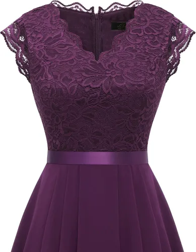 Vista 4 de Dressystar - Vestido de dama de honor, sin mangas, con cuello en V, para fiesta de boda