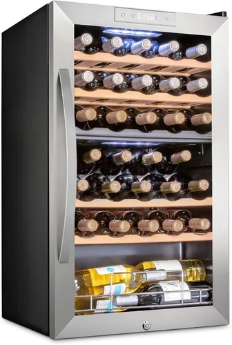 Vista 19 de Schmecke - Refrigerador de vino con compresor de 34 botellas con cerradura Gran bodega independiente Refrigerador de vino digital 41f-64f