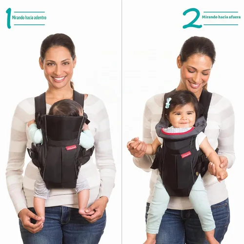 Vista 4 de Infantino Swift Classic Carrier con bolsillo, 2 formas de llevar negro con babero Wonder y bolsillo frontal de almacenamiento Essentials, correa