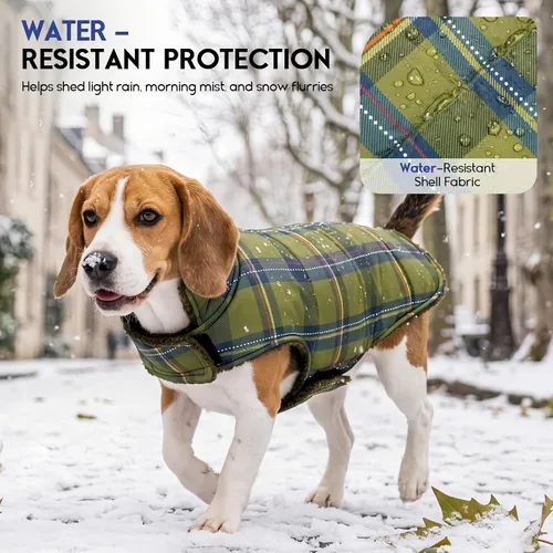 Vista 4 de ASENKU Dog Winter Coat, Reversible Dog Jacket for Small Medium Large Dogs Army Green