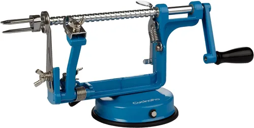 Vista 2 de Pelador y Descorazonador de Manzanas - Hierro Fundido Cromado Duradero y de Servicio Pesado con Potente Succión para Encimera, Manivela Manual