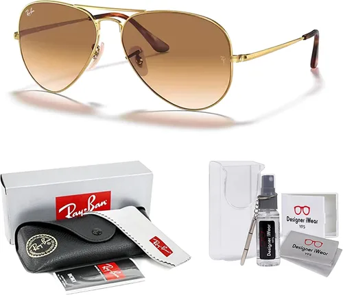 Vista 2 de Ray-Ban Aviator Metal II RB3689 - Lentes de sol de aviador para hombre y mujer + paquete con kit de gafas de diseño iWear de cortesía