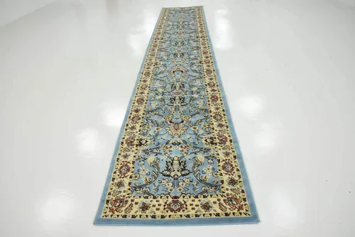 Vista 6 de Unique Loom Kashan Collection - Alfombra tradicional con diseño floral, color negro Celeste/azul marino