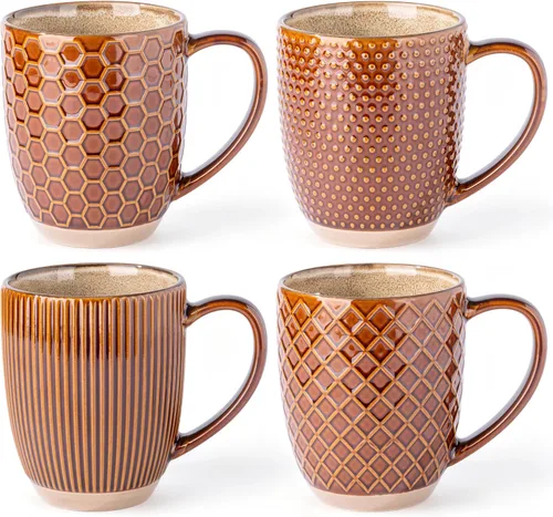 Vista 12 de GBhome - Juego de 4 tazas de café grandes hechas a mano de 16 onzas