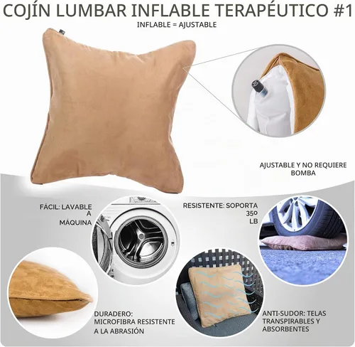 Vista 5 de QiPillow - Cojín ergonómico y ortopédico para aliviar el dolor, respaldo lumbar y postura, para silla, sofá, cama (camello)