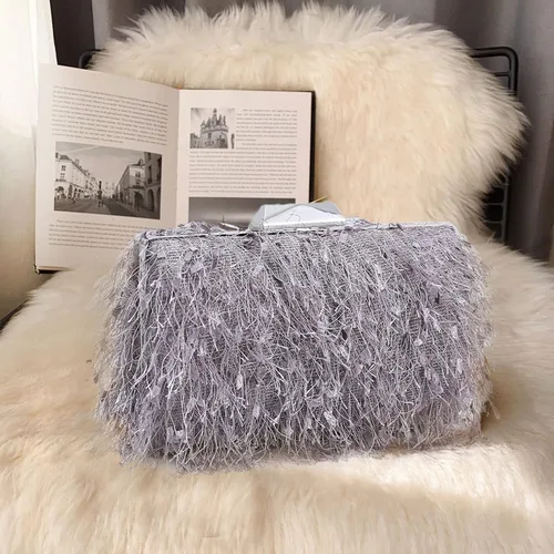 Vista 6 de CORIOS Bolsos de mano pequeños para mujer, bolso de noche esponjoso