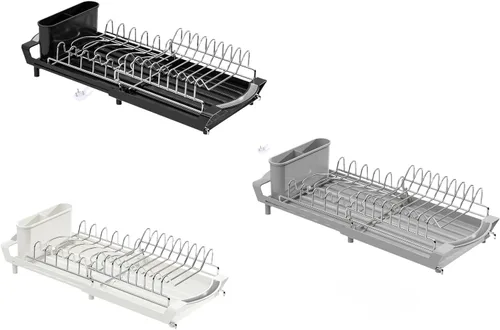 Vista 7 de Expandable 2-Level Dish Rack with Removable Storage – Space Saving Stainless Steel Dish Drainer, Adjustable from 30.5cm to 49.5cm for Small Kitchen