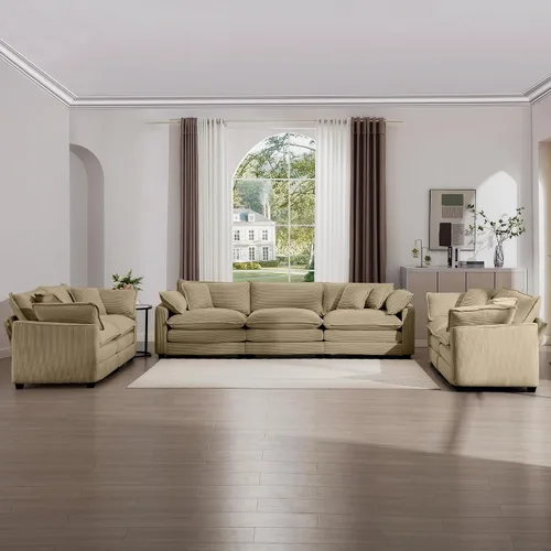 Vista 21 de KEIKI Juego de sofá de 2 piezas con 2 sofás individuales de pana extragrandes, juego de sillas decorativas modernas de 2 plazas tapizadas con 2