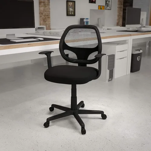 Vista 2 de Flash Furniture Flash Fundamentals Silla de oficina ergonómica giratoria de malla negra con brazos