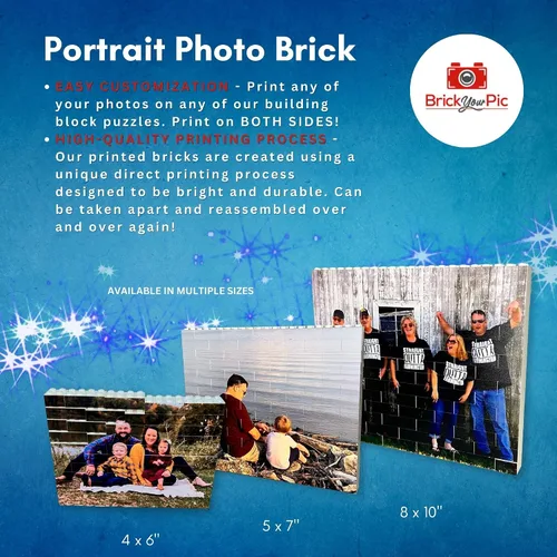 Vista 2 de Impresión fotográfica de bloque de construcción personalizada, regalo personalizado para parejas, amigos o familia, divertido recuerdo de recuerdo