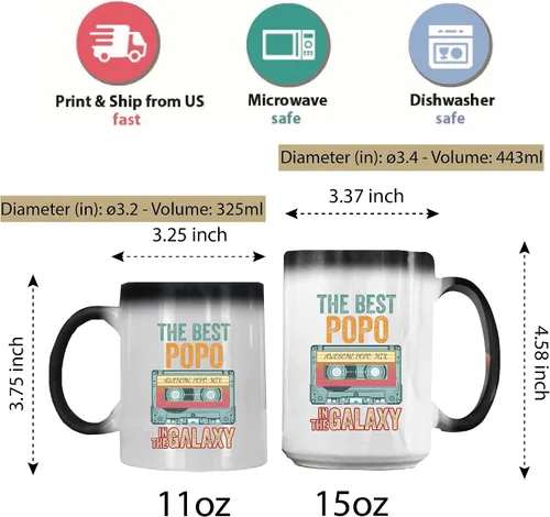 Vista 4 de Fathers Day Mothers Day Gift Funny Humor Galaxy Best POPO 11oz 15oz Color Changing Mug