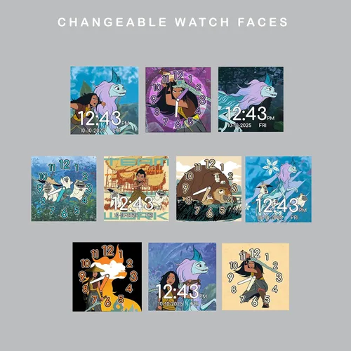 Vista 6 de Accutime Disney Raya the Last Dragon - Reloj inteligente educativo con pantalla táctil para niños niñas niños pequeños - Cámara para selfie
