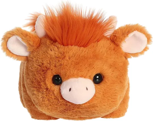 Vista 2 de Aurora Adorable animal de peluche Spudsters Hamish Highland Cow – Forma redonda que hace que los abrazos reconfortantes – Perfecto para niños
