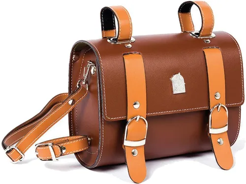 Vista 15 de Bolsa de Manillar de Bicicleta Retro de PU Cuero Impermeable Alforja de Bicicleta Cesta Frontal Vintage Bolsa de Asiento Trasero para Bicicletas