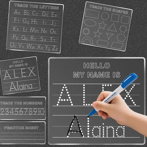 Vista 6 de Tablero de rastreo de nombres personalizado, pizarra de borrado en seco, alfabeto acrílico regrabable personalizado y número, letrero de escritura a