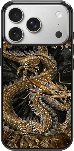 Vista 52 de Funda para iPhone Air - Funda de teléfono con patrón de dragón dorado chino - Funda de TPU con protección de absorción de impactos