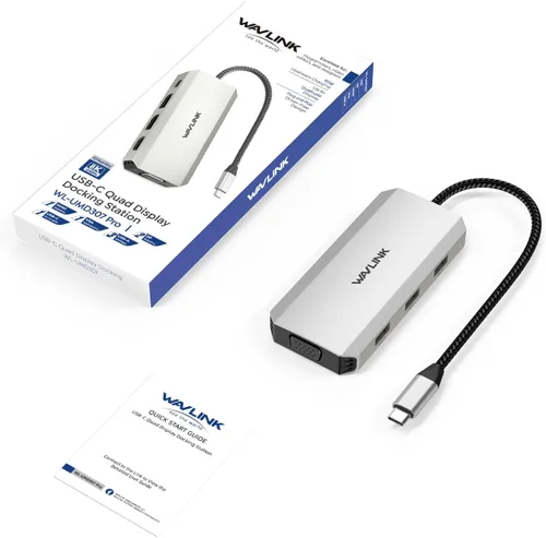 Vista 8 de WAVLINK Estación de acoplamiento para portátil, monitores cuádruples
