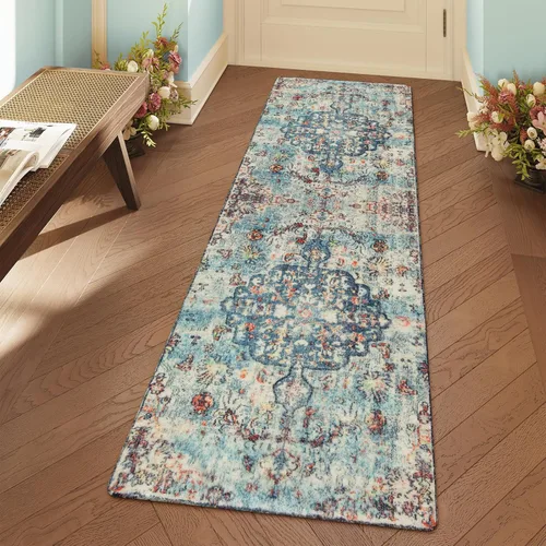 Vista 21 de Lahome Alfombra Floral Bohemio Medaillon - 2x3 Pequeña Alfombra de Baño Rosa Caliente, Alfombra de Cocina, Lavable a Máquina, Antideslizante, Suave