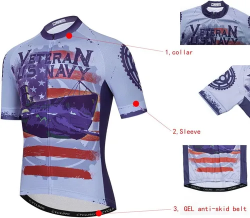 Vista 5 de Conjunto de camiseta de ciclismo para hombre, camisa de manga corta y pantalones cortos acolchados 3D, traje de ciclismo