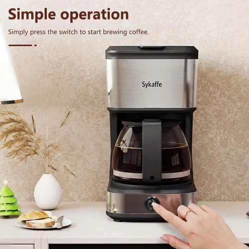 Vista 5 de Cafetera de goteo de 5 tazas, cafetera compacta, pausa y preparación, mantiene el calor, apagado automático, cafetera de 25 onzas, filtro