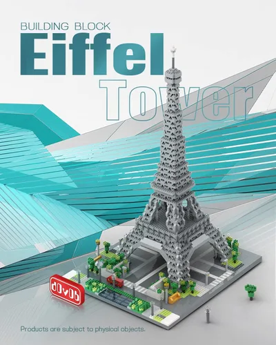 Vista 2 de dOvOb Architecture - Juego de microbloques de la Torre Eiffel, 3369 piezas de mini ladrillos 3D, juguete de rompecabezas 3D, regalo para adultos