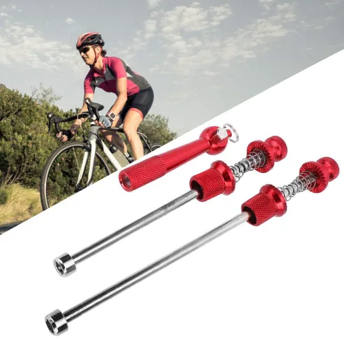 Vista 3 de Brocheta de liberación rápida para eje de bicicleta, brochetas de rueda de bicicleta de aleación de aluminio, ruedas antirrobo de bicicleta, piezas