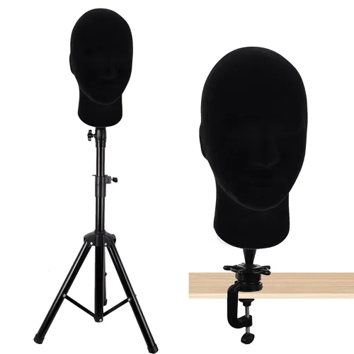 Vista 5 de MapofBeauty Soporte de peluca masculina con cabeza de maniquí de espuma