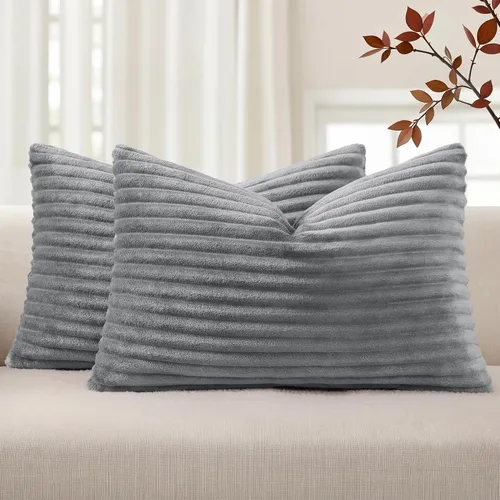 Vista 53 de Simmore Juego de 2 fundas de almohada decorativas de verano de 16 x 16 pulgadas, fundas de almohada suaves de franela de felpa natural de doble cara