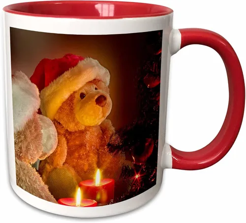 Vista 8 de 3dRose Doreen Erhardt Teddy Bears – Osos de Navidad con día festivo Árbol de y velas – Tazas, Negro/Blanco