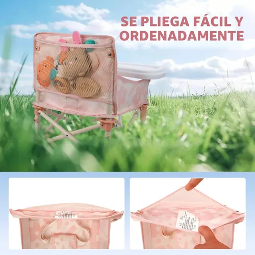Vista 7 de Tiny Marvels Silla portátil 3 en 1 para bebé, asiento elevado acogedor, asiento para bebé con bandeja, plegable compacto, silla para niño pequeño