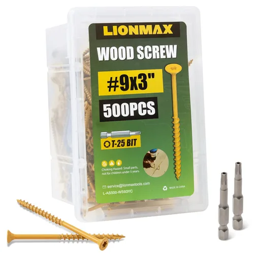Vista 18 de LIONMAX Tornillos de cubierta de 2-1/2 pulgadas, tornillos para madera #9 x 2-1/2 pulgadas, 50 unidades, resistentes a la corrosión, revestimiento