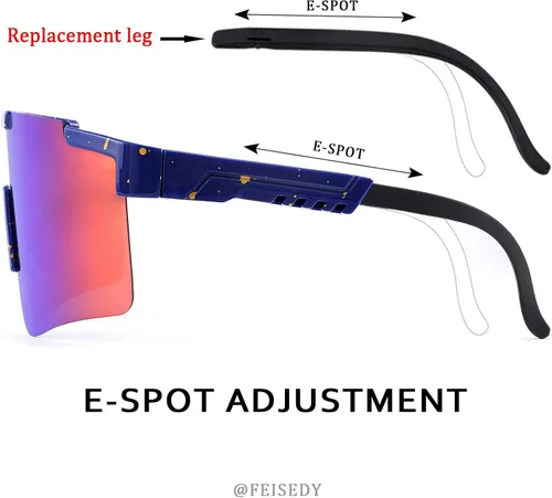 Vista 6 de FEISEDY Gafas de sol deportivas de ciclismo envolventes con piernas ajustables de los años 80 para hombres y mujeres protección al aire libre B2837