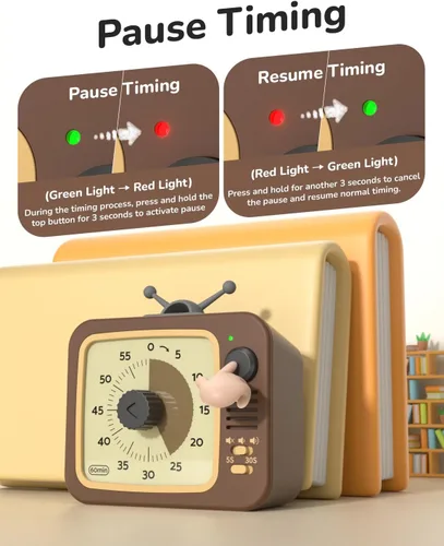 Vista 4 de LIORQUE Temporizador Visual para Niños con Función de Pausa, Temporizadores de Cuenta Regresiva de 60 Minutos para Aula, Oficina, Cocina