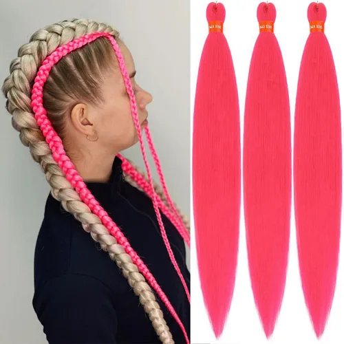 Vista 11 de Cabello trenzado preestirado ombré, extensiones de cabello trenzado sedoso, sin picazón, trenzas de cabello trenzado de ganchillo con textura Yaki
