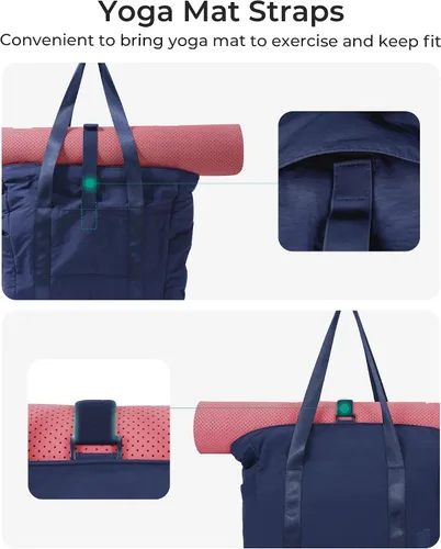 Vista 63 de BAGSMART Bolsa de mano para mujer con cremallera, bolsa de gimnasio con compartimentos, bolsa de trabajo para enfermera, baile, bolsa de yoga
