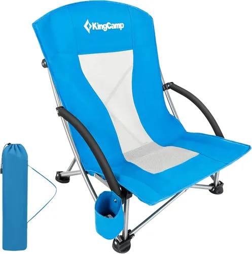 Vista 14 de KingCamp Paquete de 2 sillas de playa ligeras y plegables con respaldo alto con soporte para tazas, bolsa de almohada para acampar al aire libre