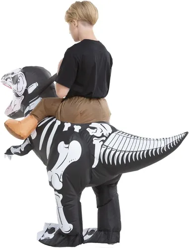 Vista 4 de HSCTEK Disfraz inflable de dinosaurio esqueleto para niños T-Rex