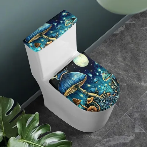 Vista 34 de Flashideas Juego de cubierta para tanque y tapa de inodoro con estampados de patas de perro coloridas - Elástico, se adapta a la mayoría de tanques